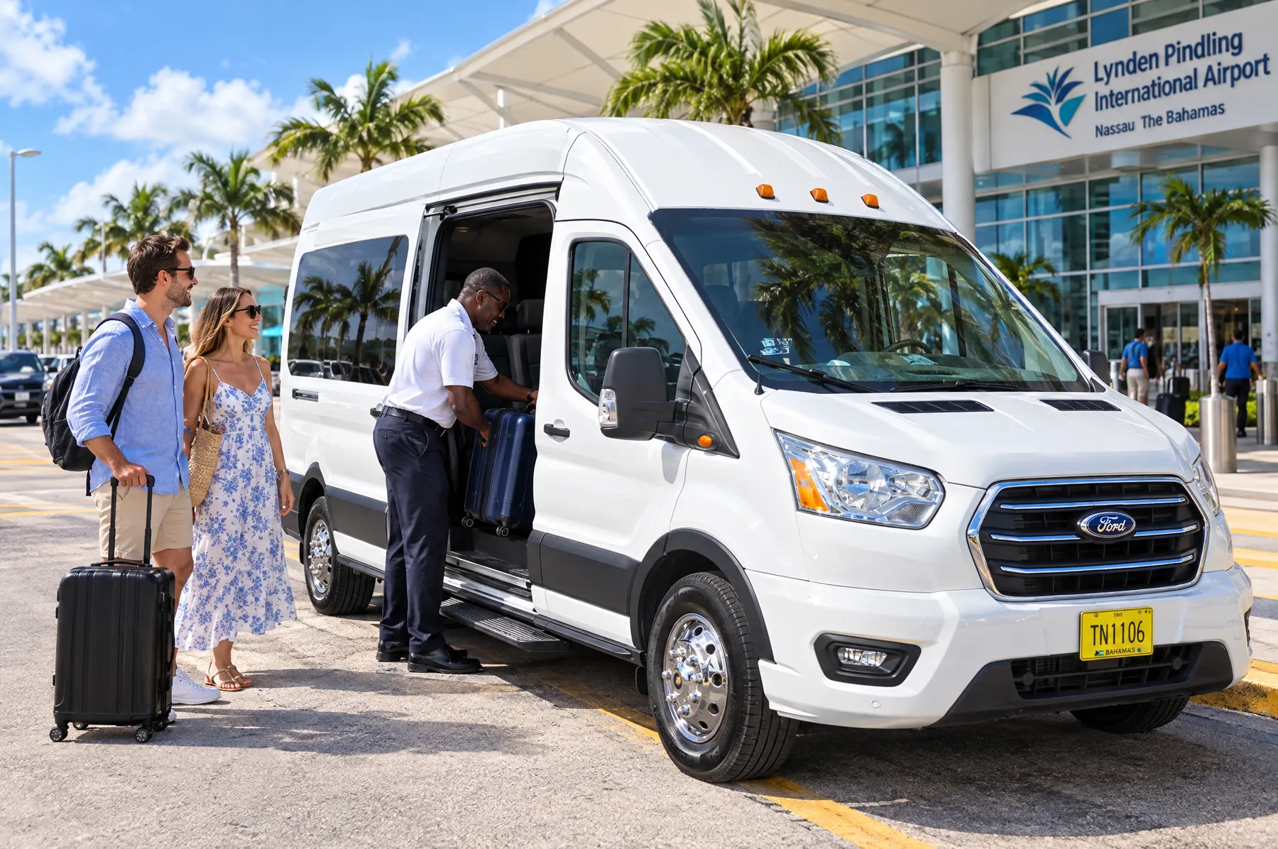 Van at the LPIA arrivals curb